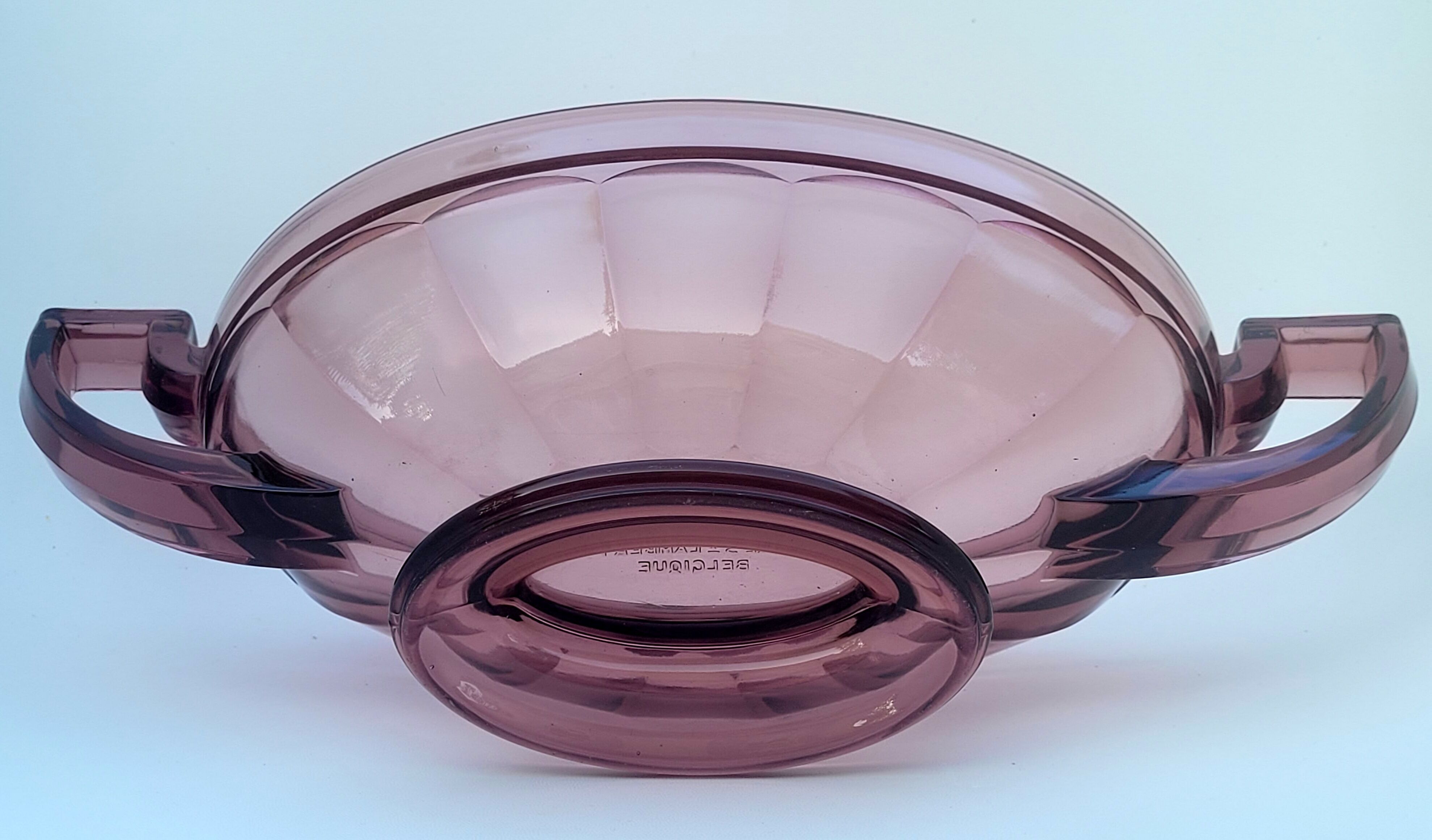 Noémie art deco glass coupe Val Saint Lambert 1935, purple color
