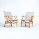 Bruno Mathsson Eva Armchairs in Beech & Linen, Mid Century Swedish Design 1960’s