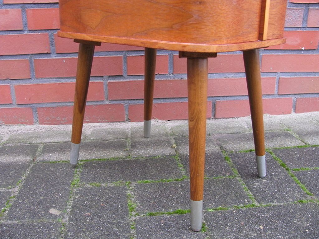 Mid century sewing box with / side table. asystent teak 1960/70s