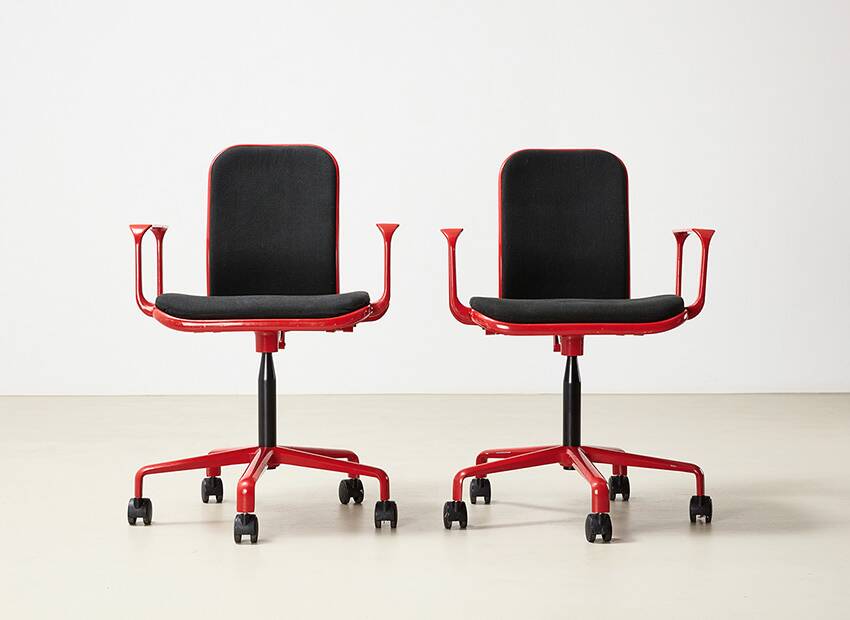 Pair of Supporto Desk Chairs by Frederick Scott for ICF Italy 1976