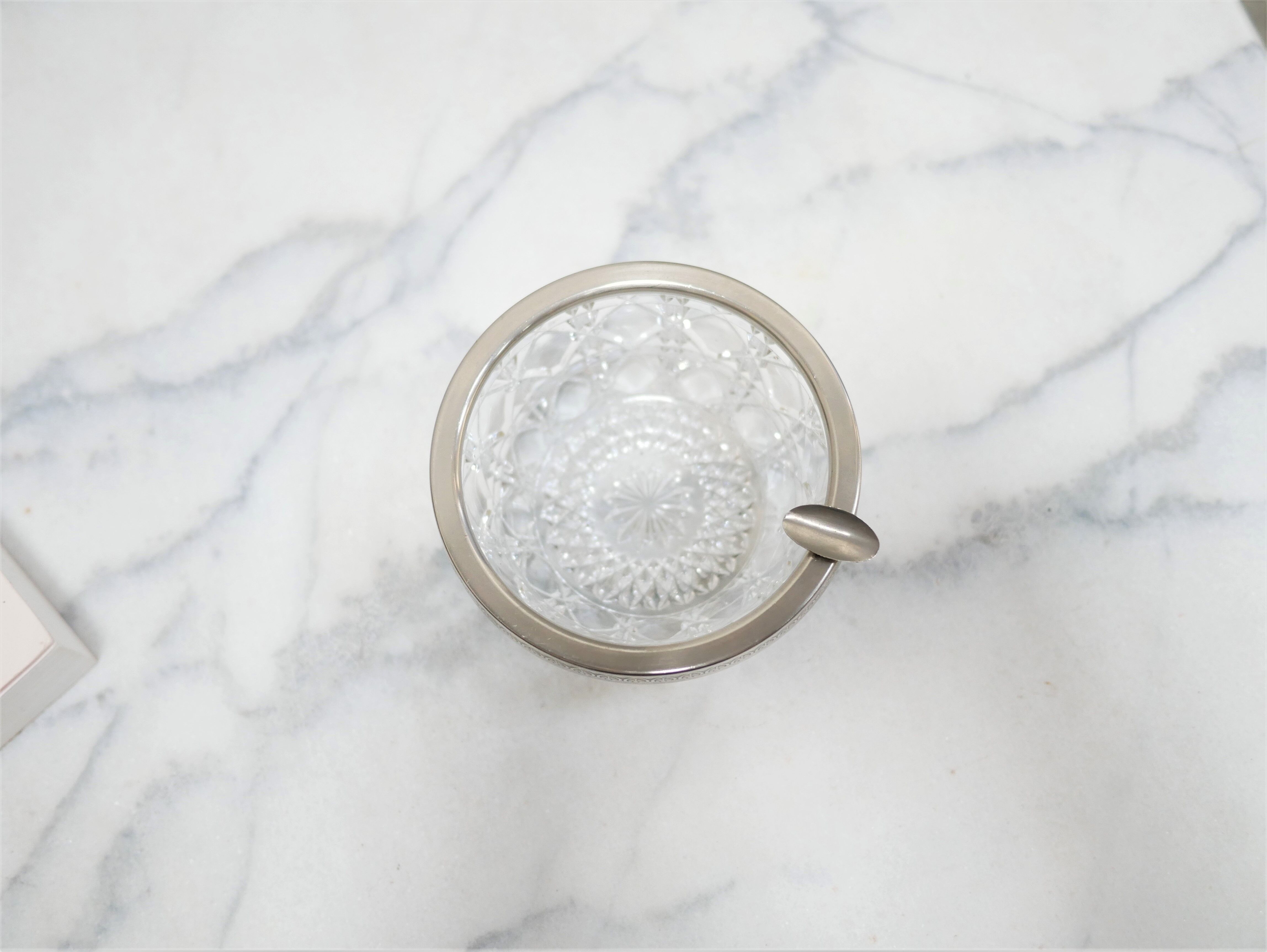 Vintage ashtray in crystal and silver metal