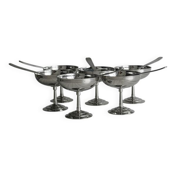 6 coupelles sur pied en inox Letang Remy