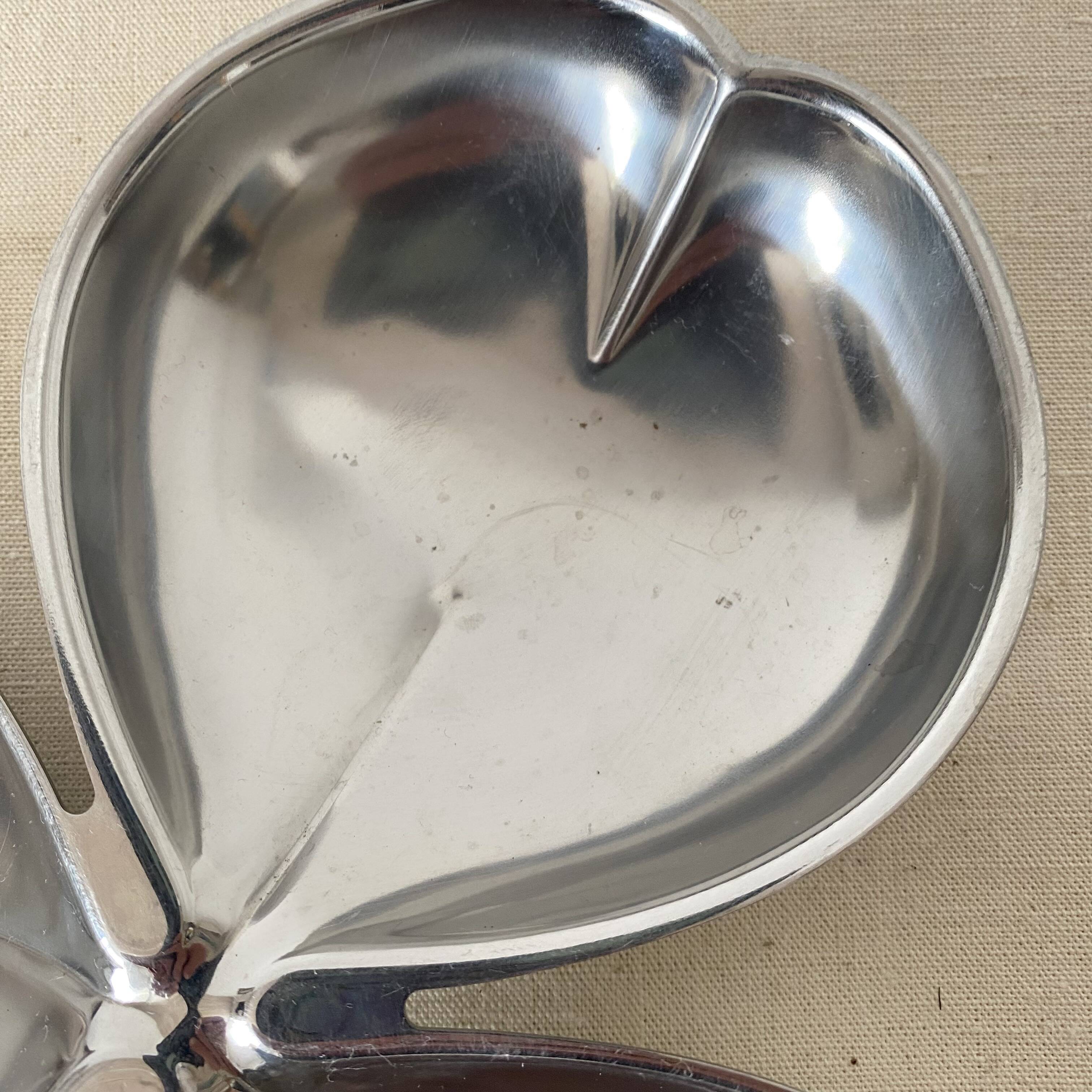 Stainless steel clover serving dish, 60s-70s