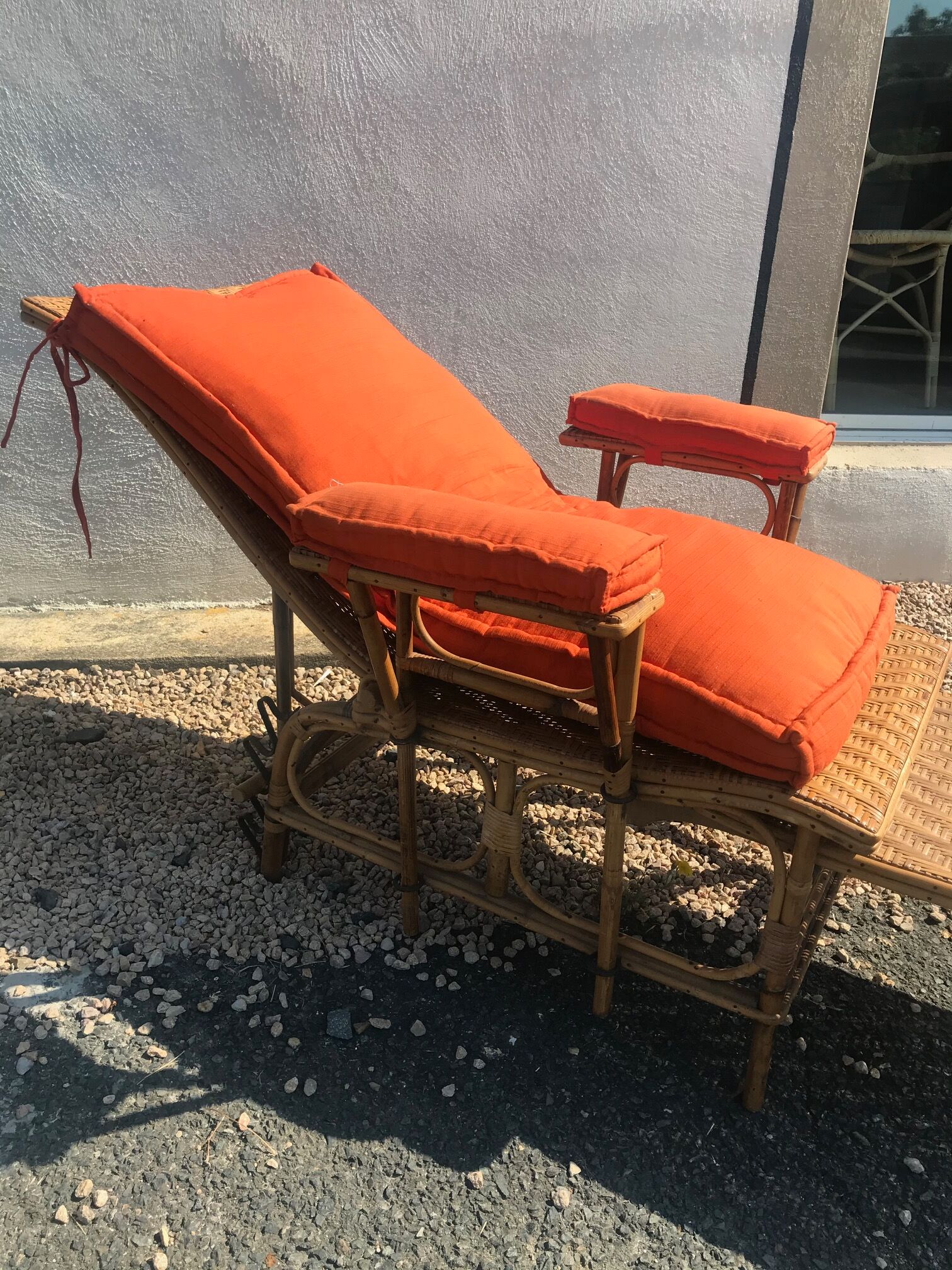 Rattan long chair and cushion