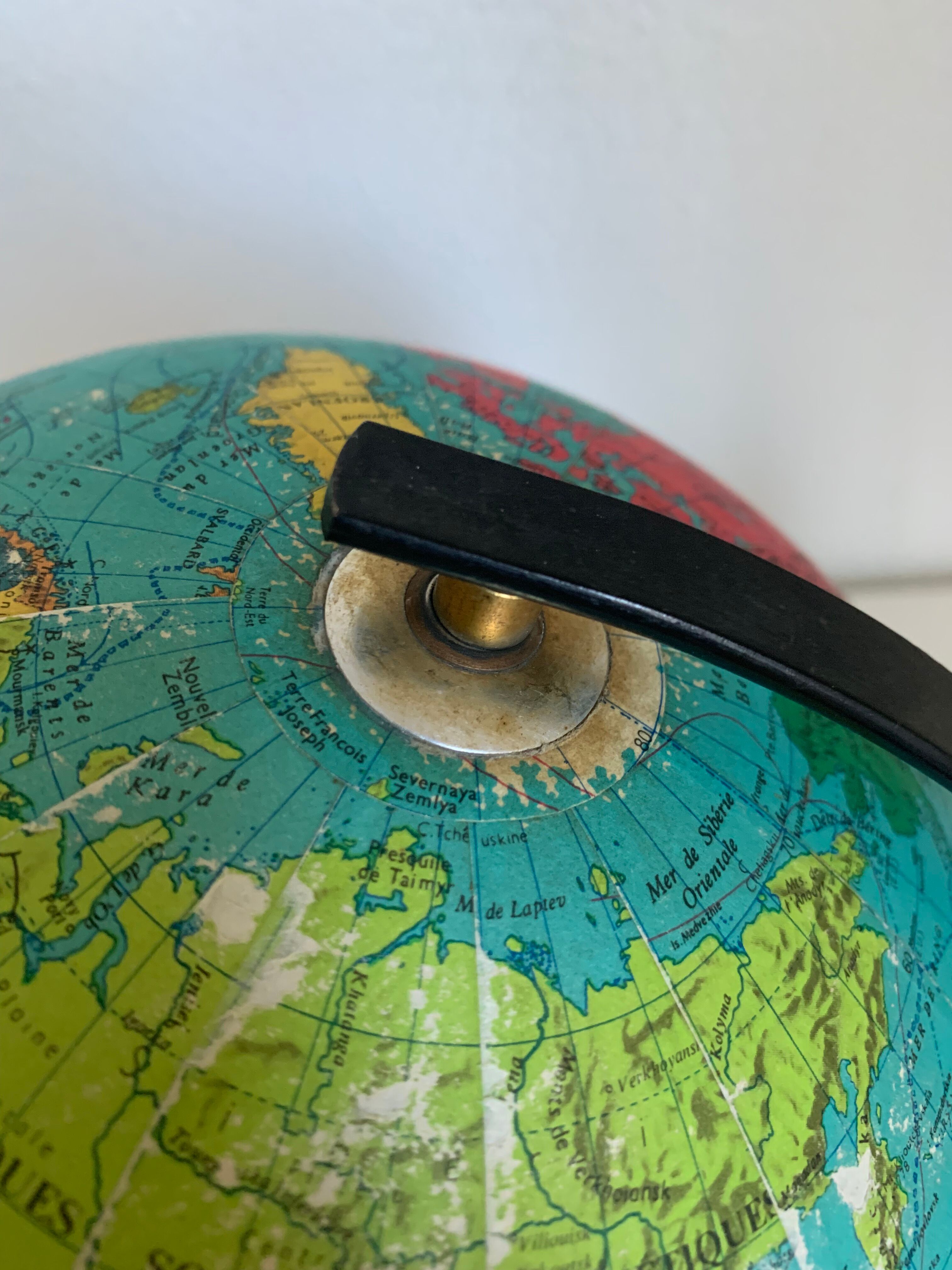 Globe terrestre vintage 1969 Taride tripode mappemonde - 27 cm