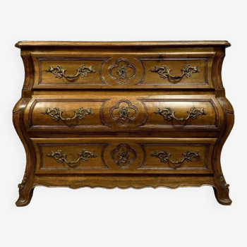 Louis XV style curved tomb chest of drawers in solid wood