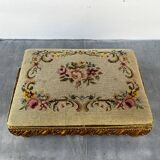 Empire Foot Stool With Petit Point Standing on Ball Feet Needlepoint Decor