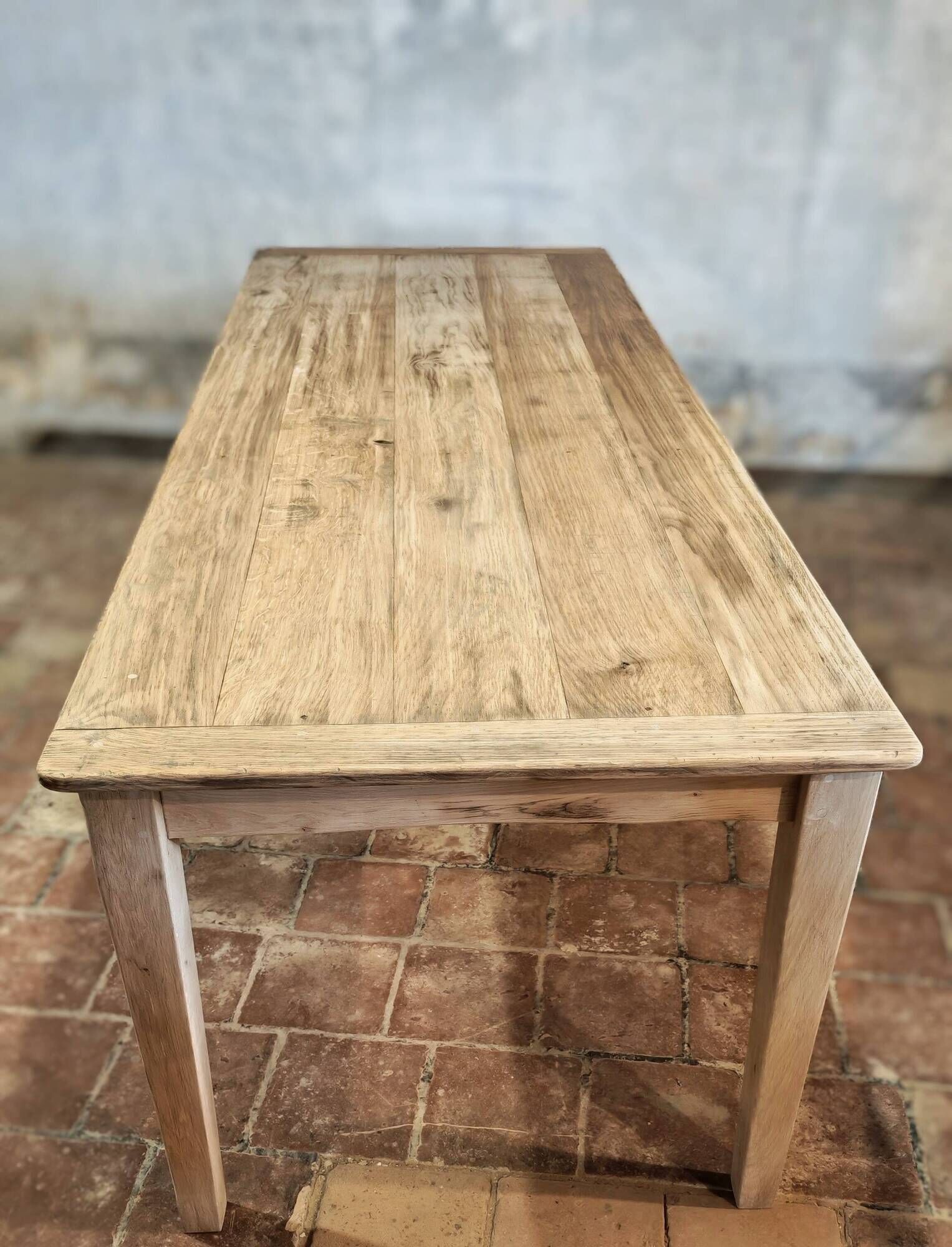 Solid oak farmhouse table "brut" 247x89, top "chocolate oak"