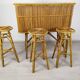 Vintage rattan bar and stools