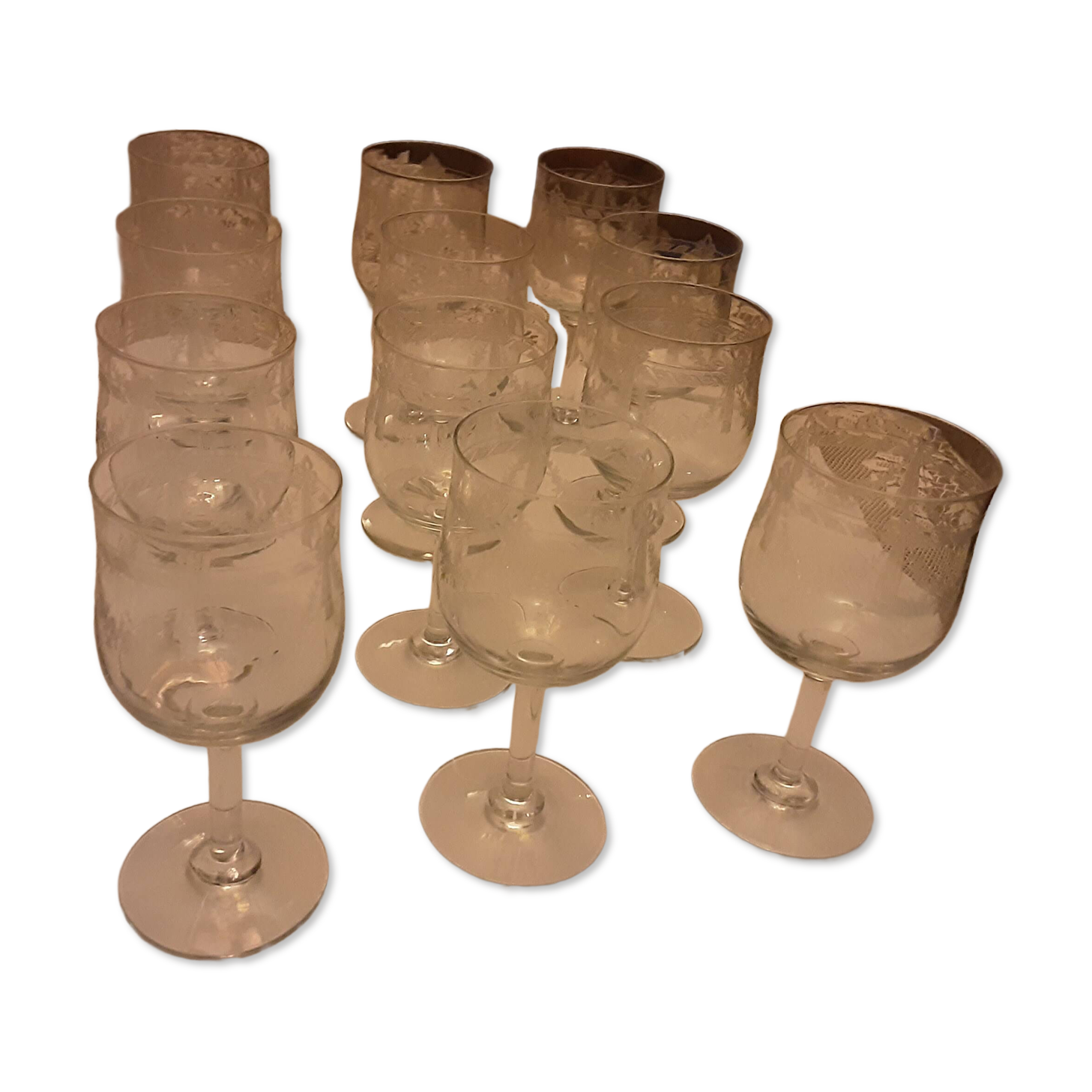 12 antique water glasses cut glass