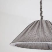"Malala" pleated linen and cotton suspension with fine classic grey stripes.