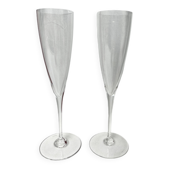 Baccarat, two Dom Pérignon crystal champagne flutes