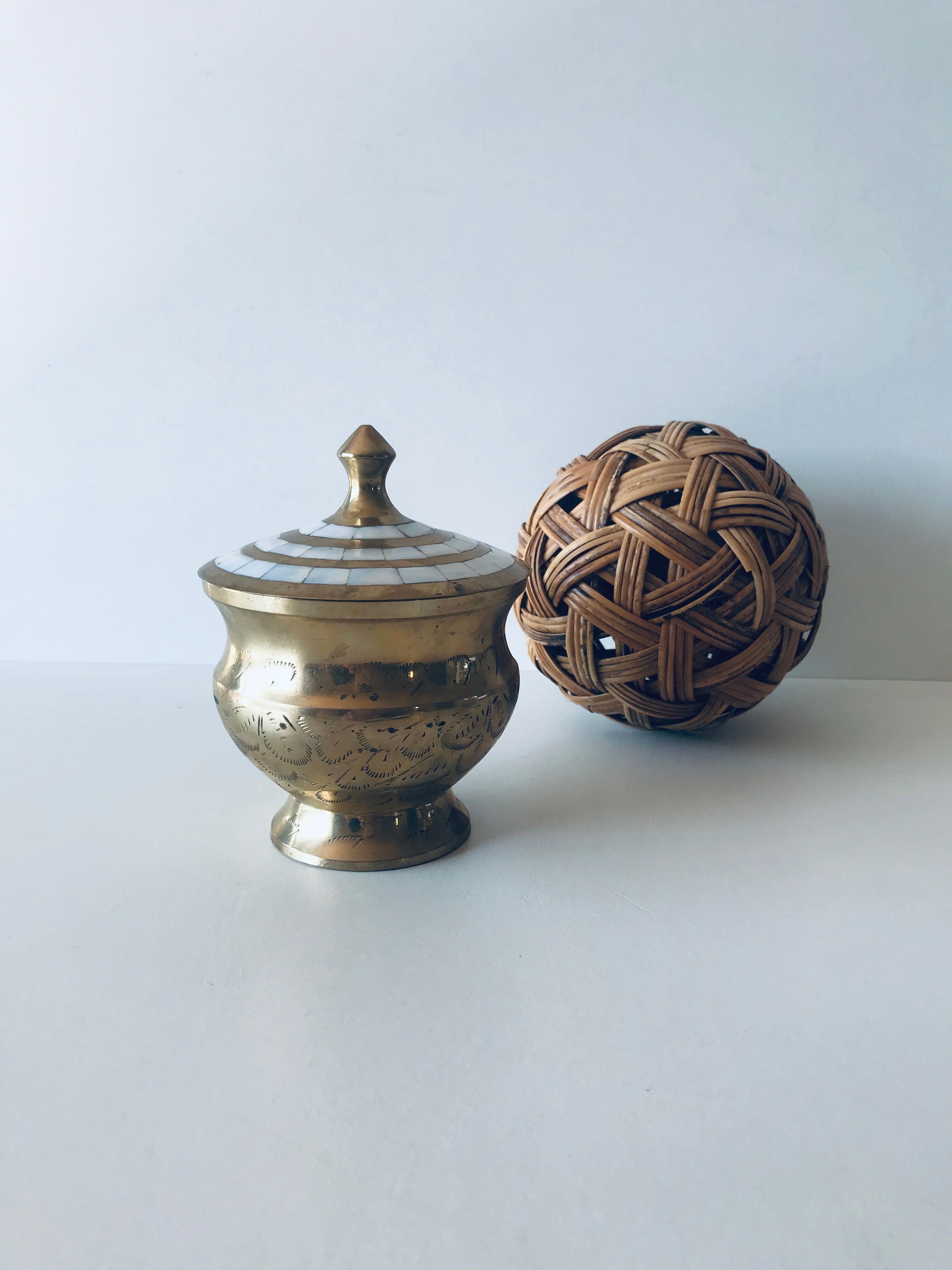 Brass and mother-of-pearl box