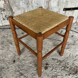 Vintage Turned Wooden Stool + Woven Seat #D652