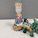 Unique "donkey" table lamp in ceramic with a harlequin pattern, Italy 1970s
