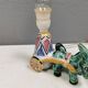 Unique "donkey" table lamp in ceramic with a harlequin pattern, Italy 1970s