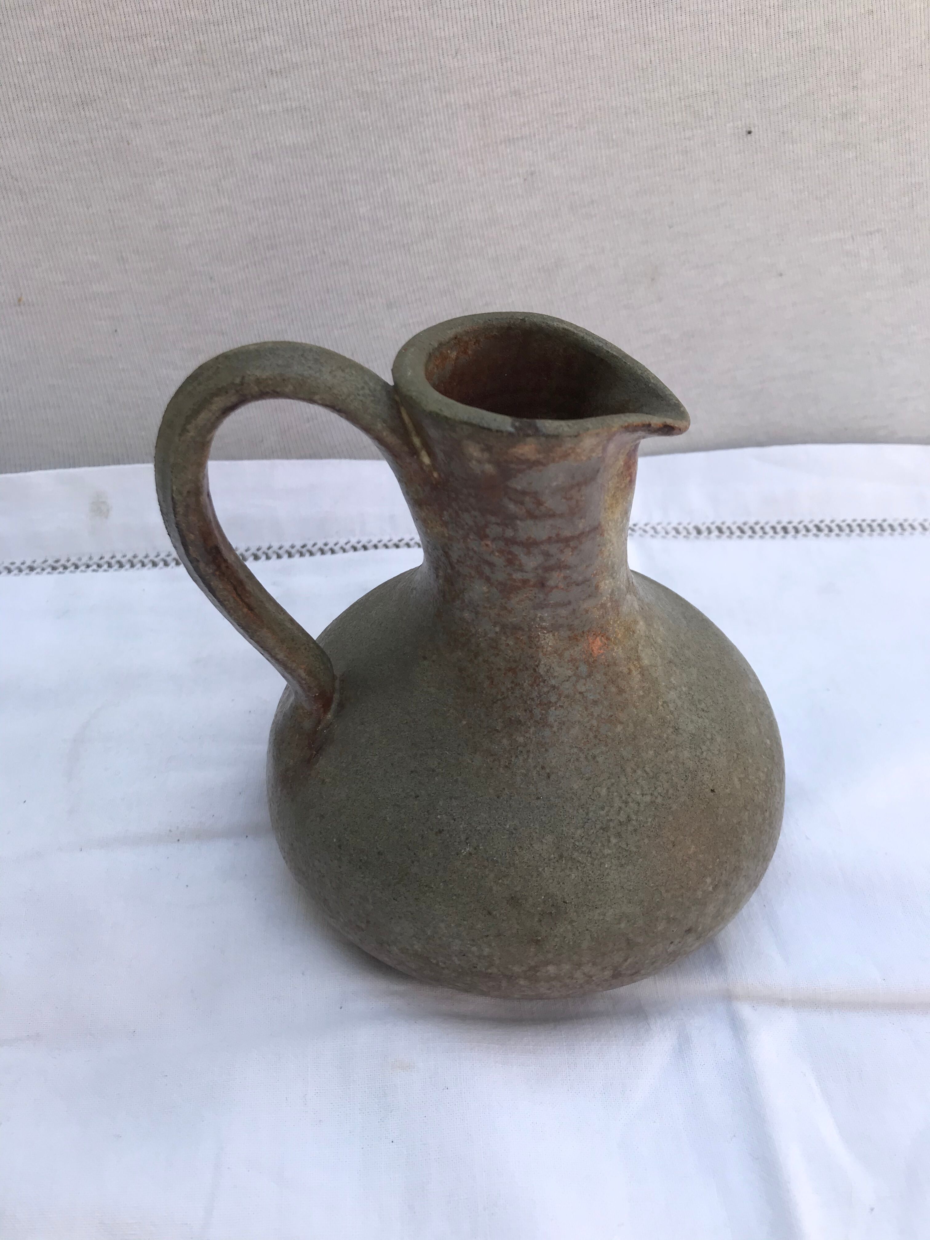 Pair old pitcher poceram cissin ouaga grey sandstones - vintage brown