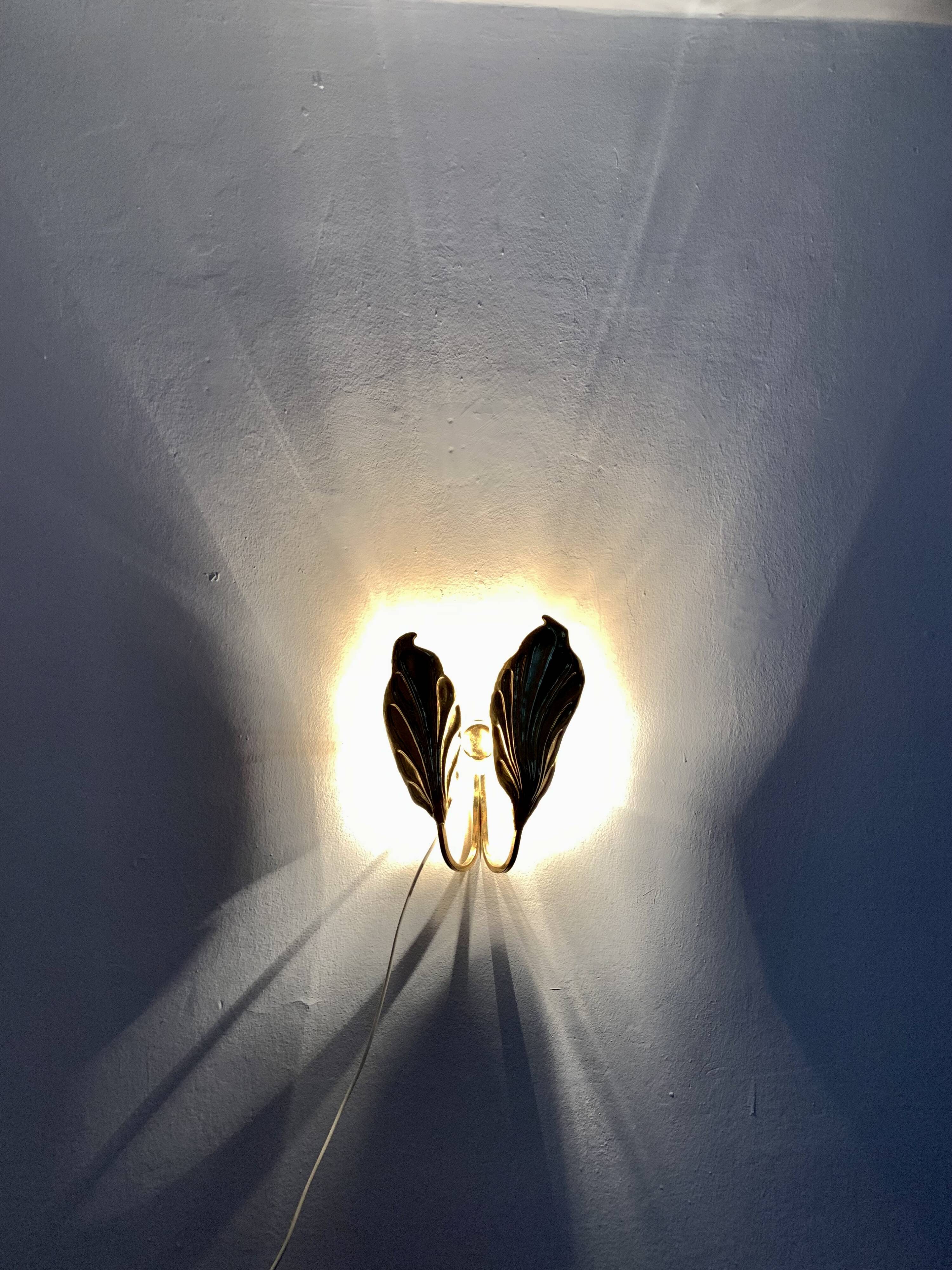 Italian Hollywood Regency Brass Sconce by Tommaso Barbi
