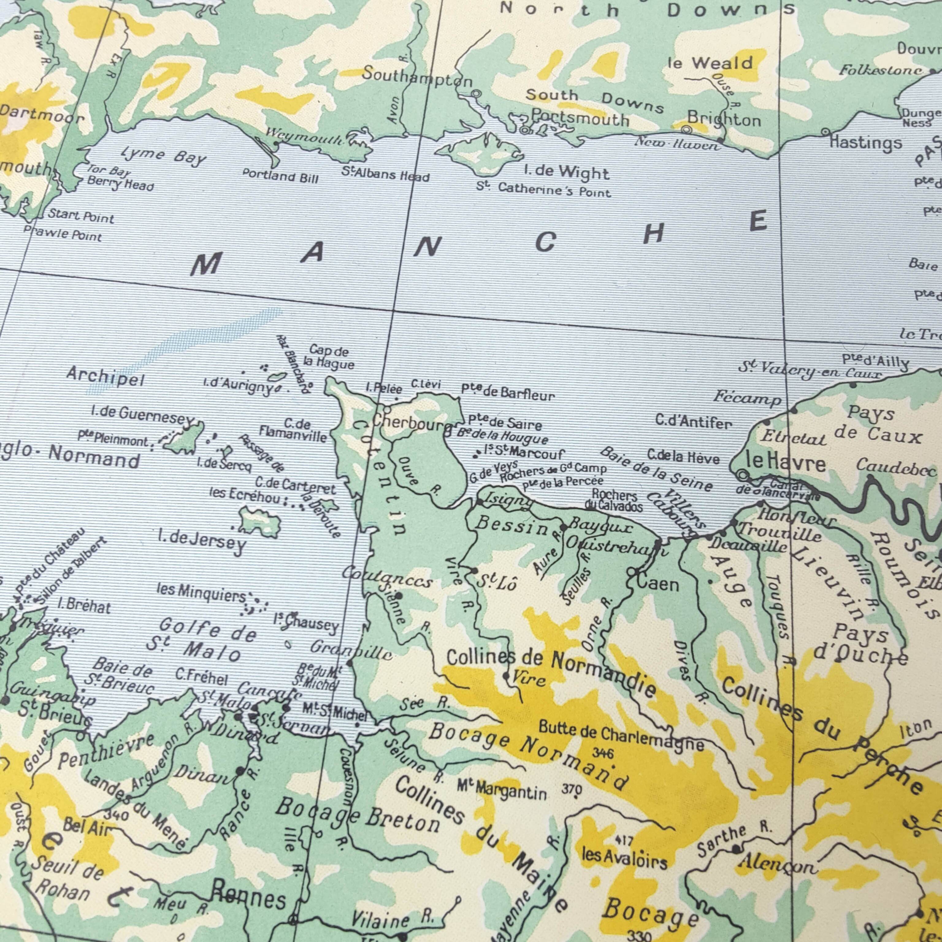 Old map of France from 1950 43x43cm