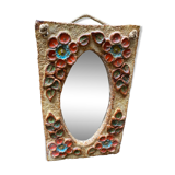 Ceramic mirror from the Roue Workshop in Vallauris, 1950