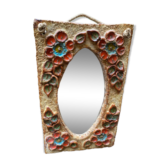 Miroir en céramique Atelier de la Roue Vallauris 1950