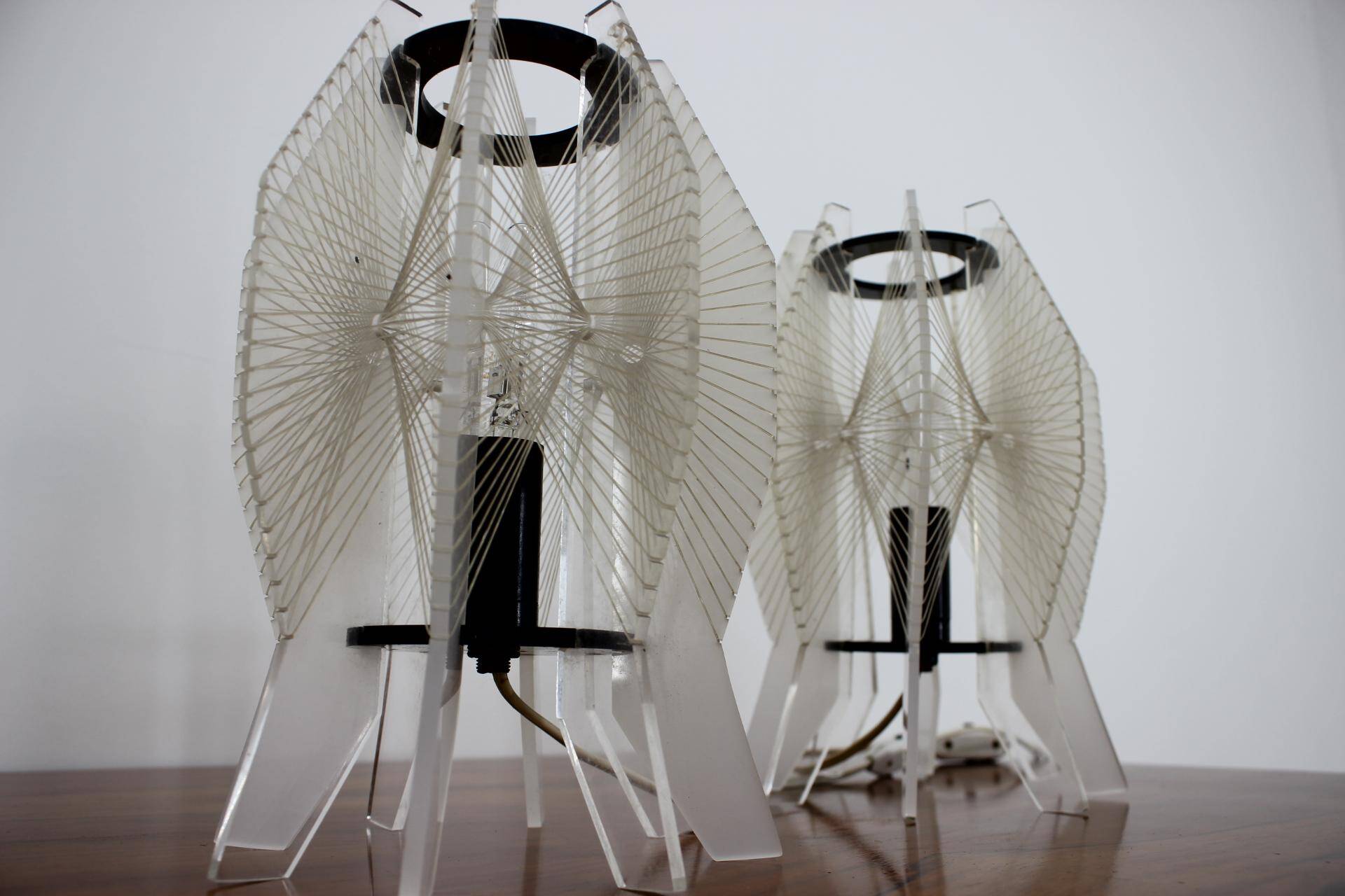 Pair of Space Age Plexiglass Table Lamps, 1970s