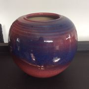 Vase boule vintage années 70/80 en céramique Émaillée