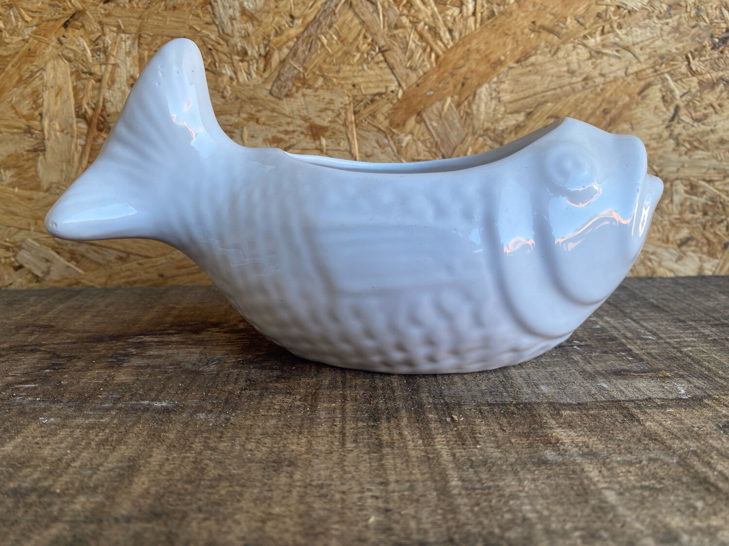 Vintage white ceramic fish sauce boat bruno evrard france