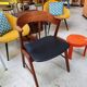 Danish bridge armchair in teak and black vinyl by Korup Stolefabrik circa 1