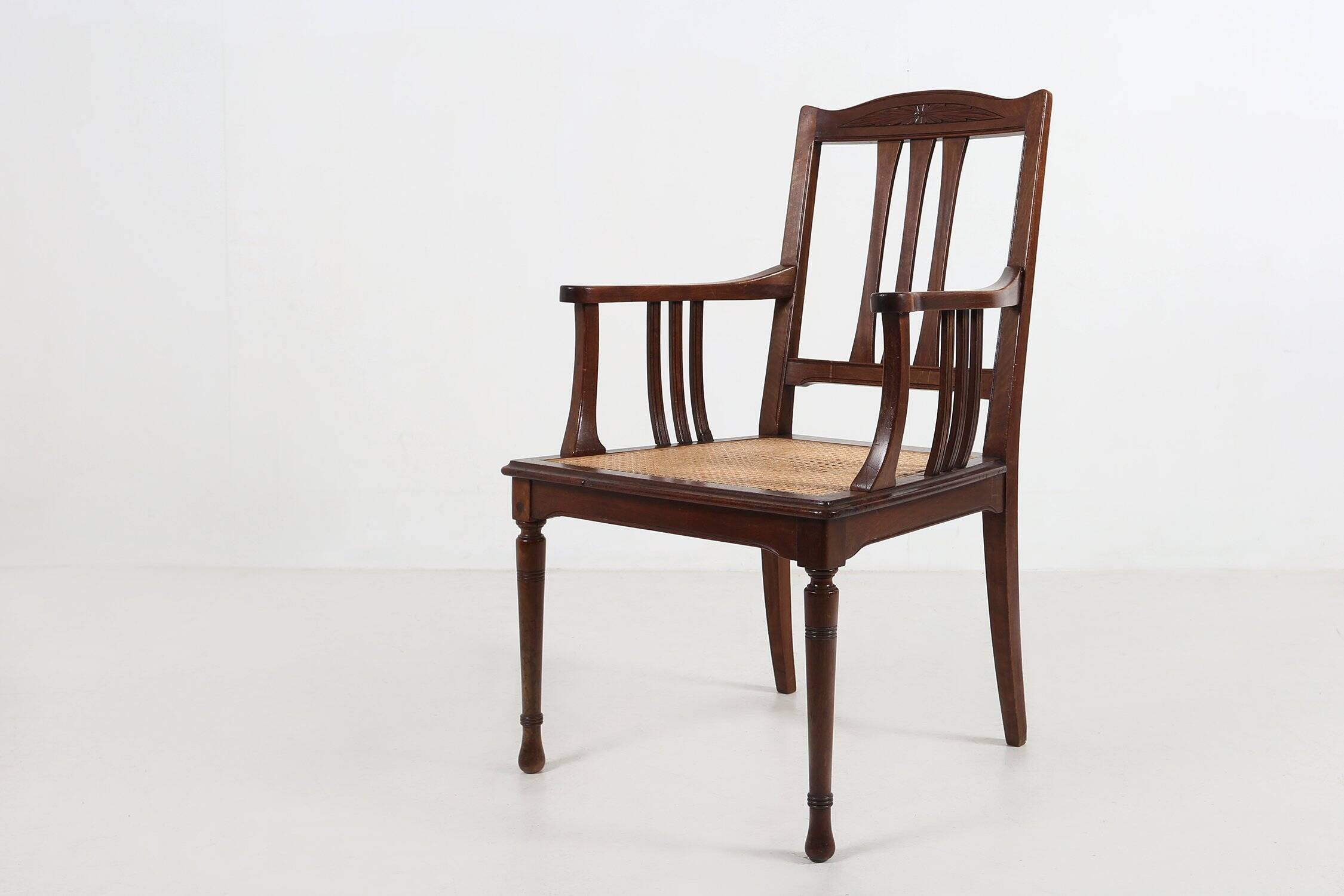 Antique French Armchair with Cane Seat, France, circa 1890