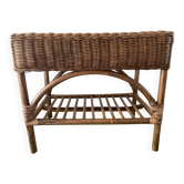Banc vintage en rotin et osier années 70