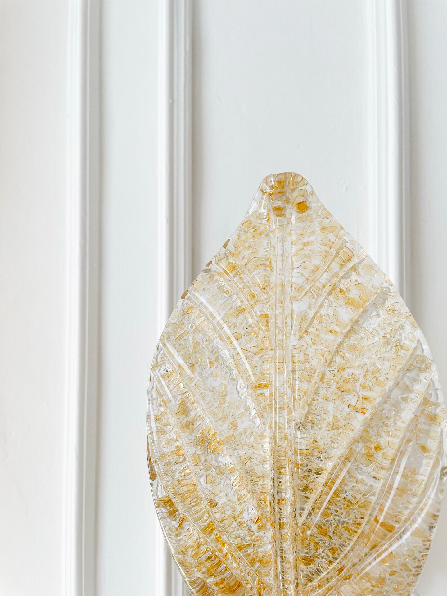 Amber Murano glass leaf wall light