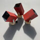 Set of 3 sconces 50s red metal