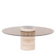 Coffee table in travertine and smoked glass, 1970s