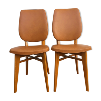 Paire de chaise scandinave camel