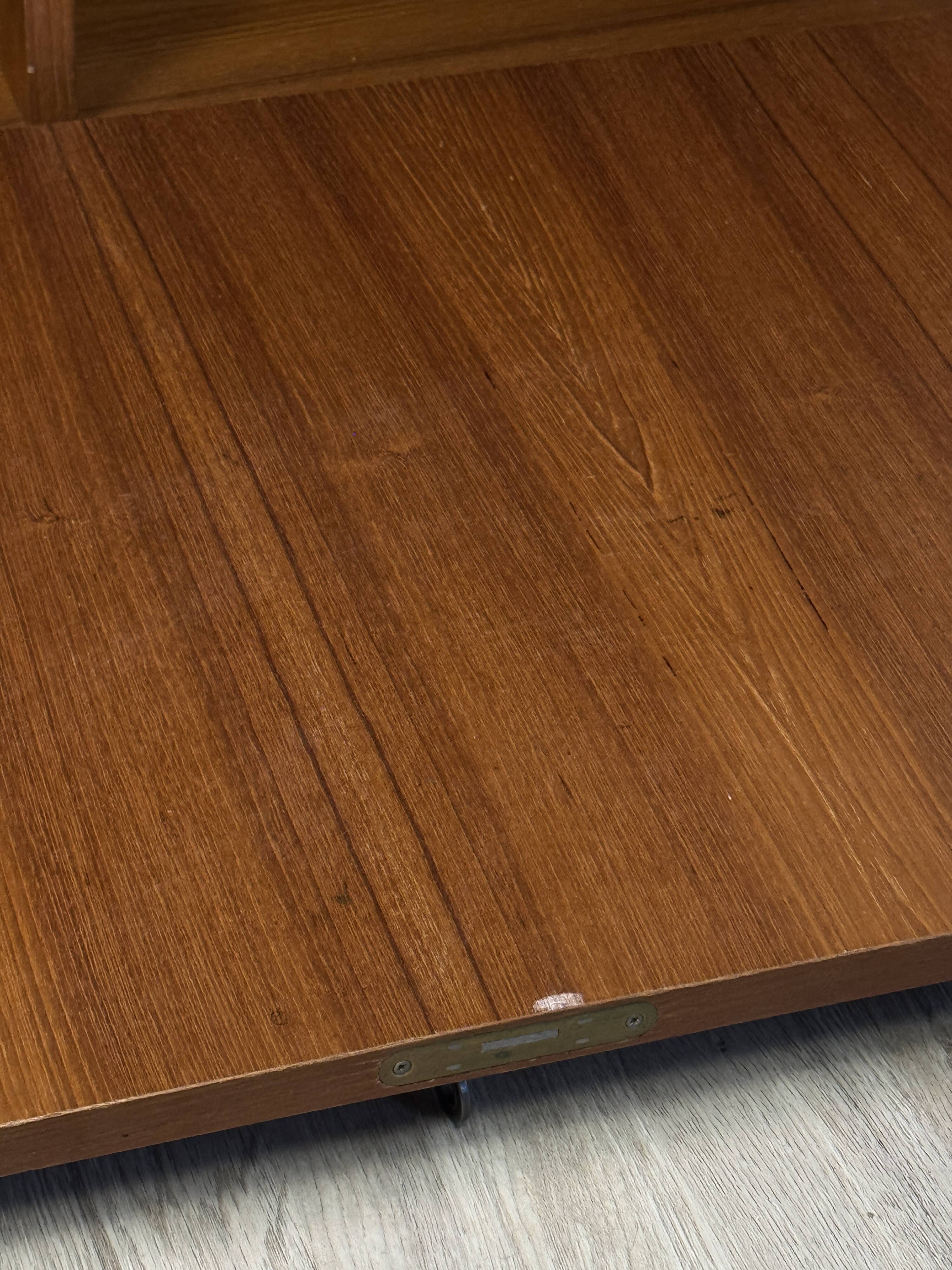 Teak furniture — sliding display cabinet + drop-down door
