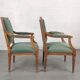 Pair of Louis XVI armchairs upholstered green velvet