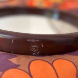 Vintage chocolate plastic round mirror 1970