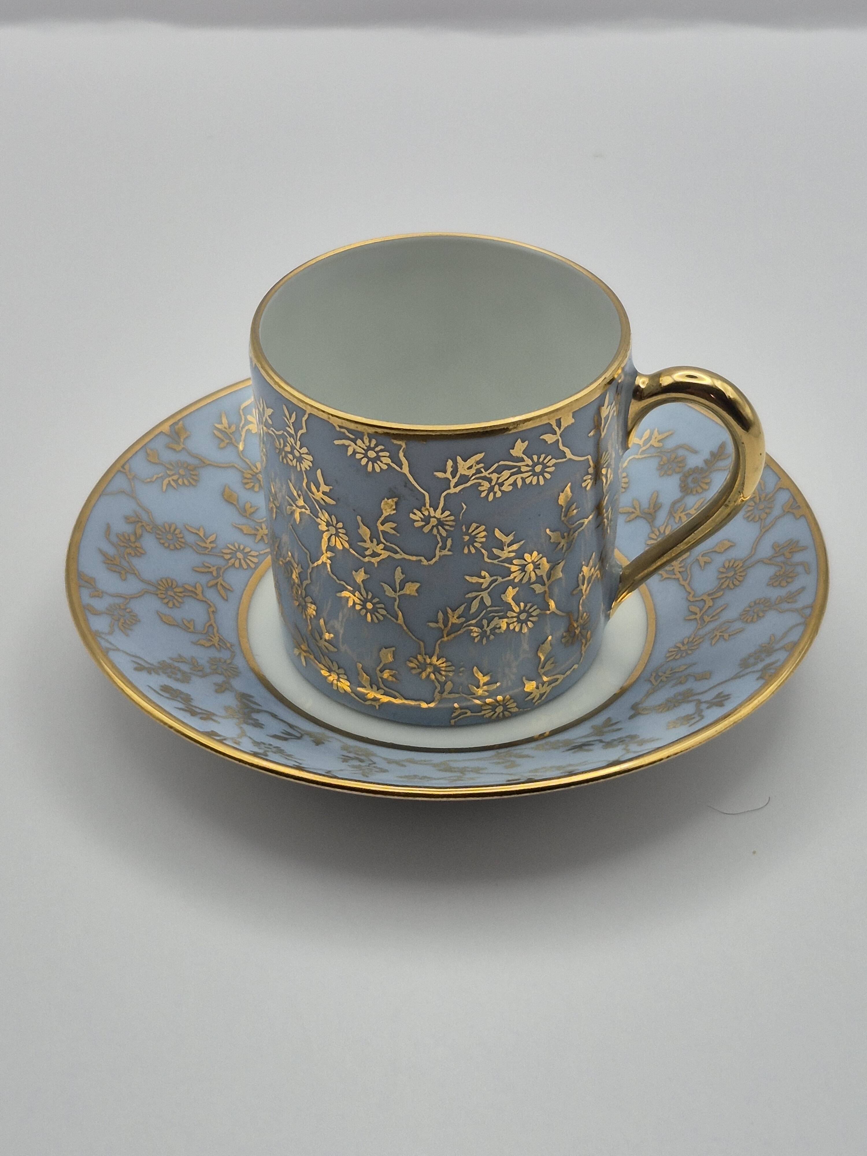 Set of 6 multicoloured moka cups in Limoges fine porcelain.