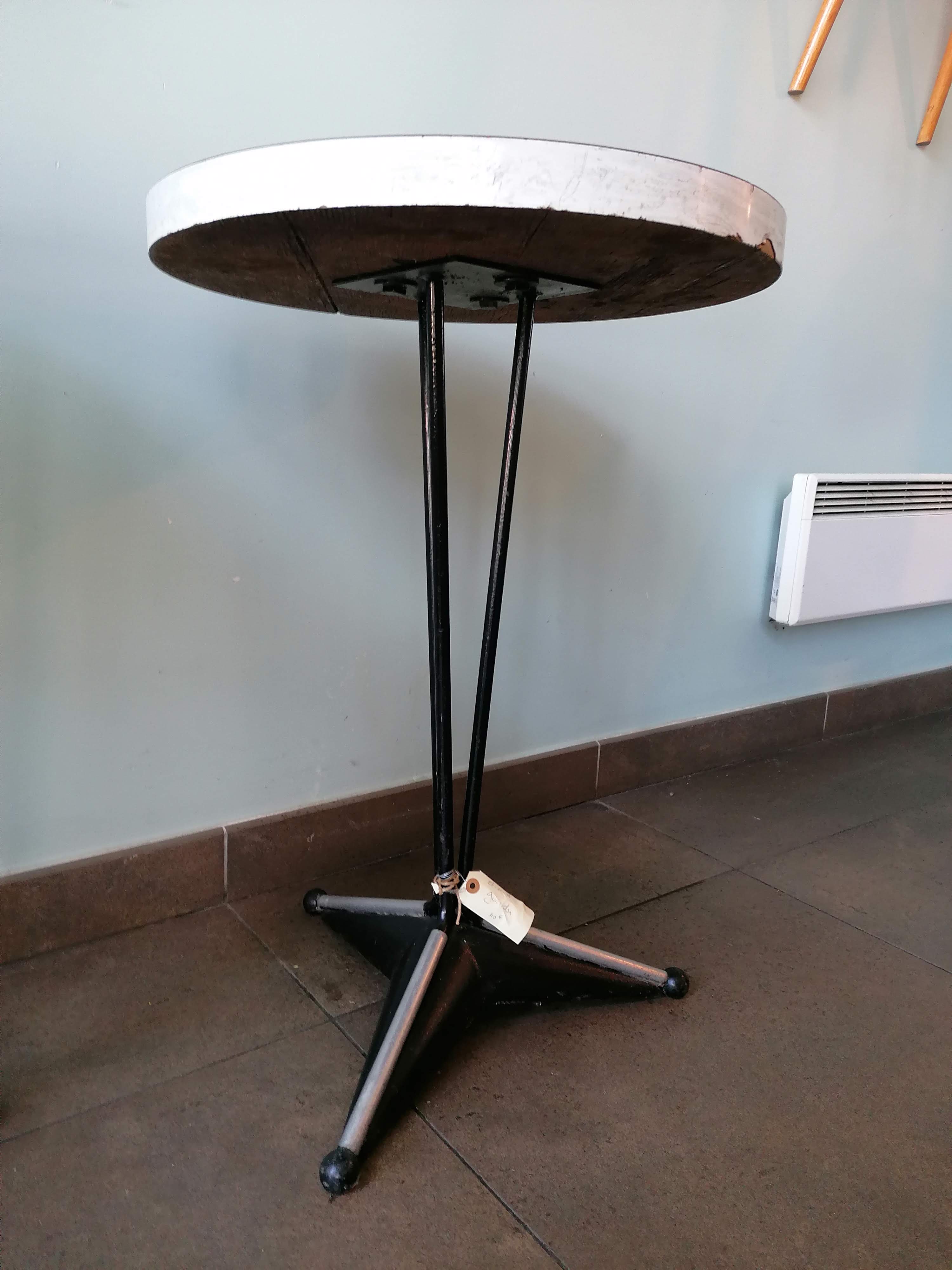 Pair of round vintage bistro tables, pedestal table