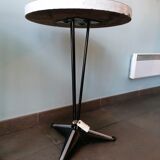 Pair of round vintage bistro tables, pedestal table