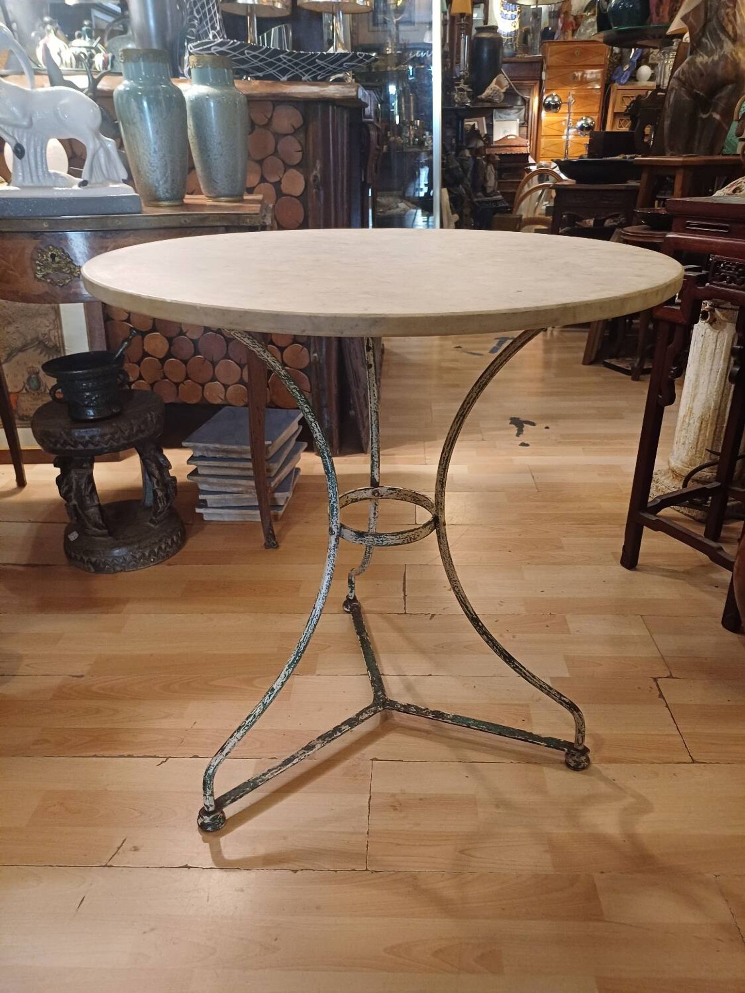 Large bistro pedestal table, 70 cm in diameter, circa 1900.