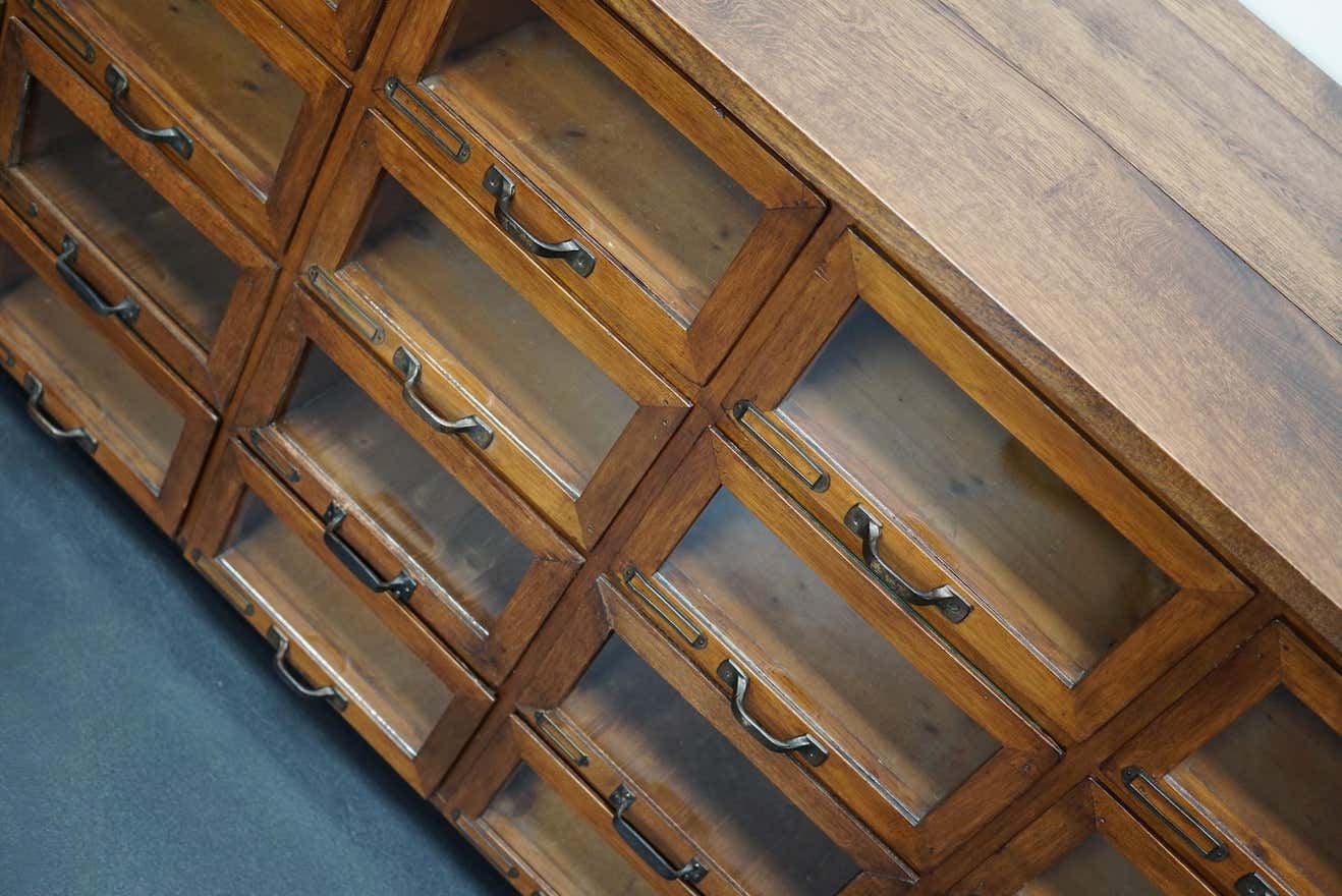 Vintage dutch oak haberdashery cabinet 1930s
