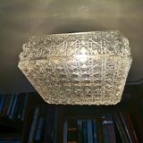 Square glass ceiling light with bubbles 1960's