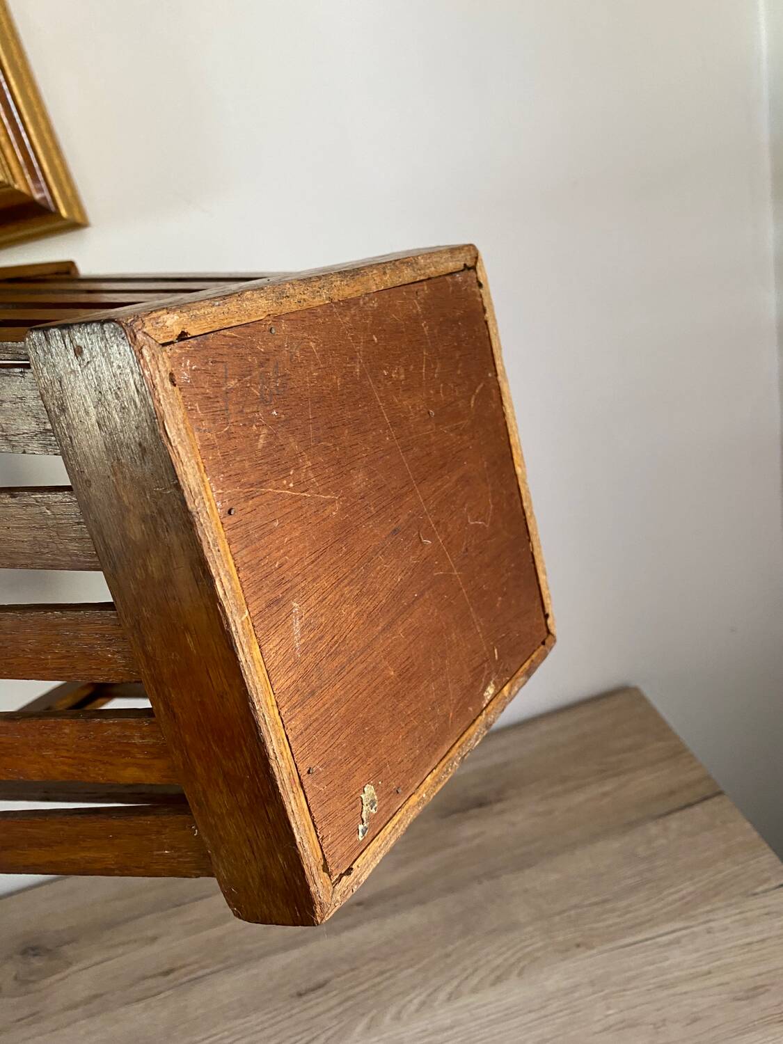 Old art deco basket style Frank Adnet design slatted waste paper basket