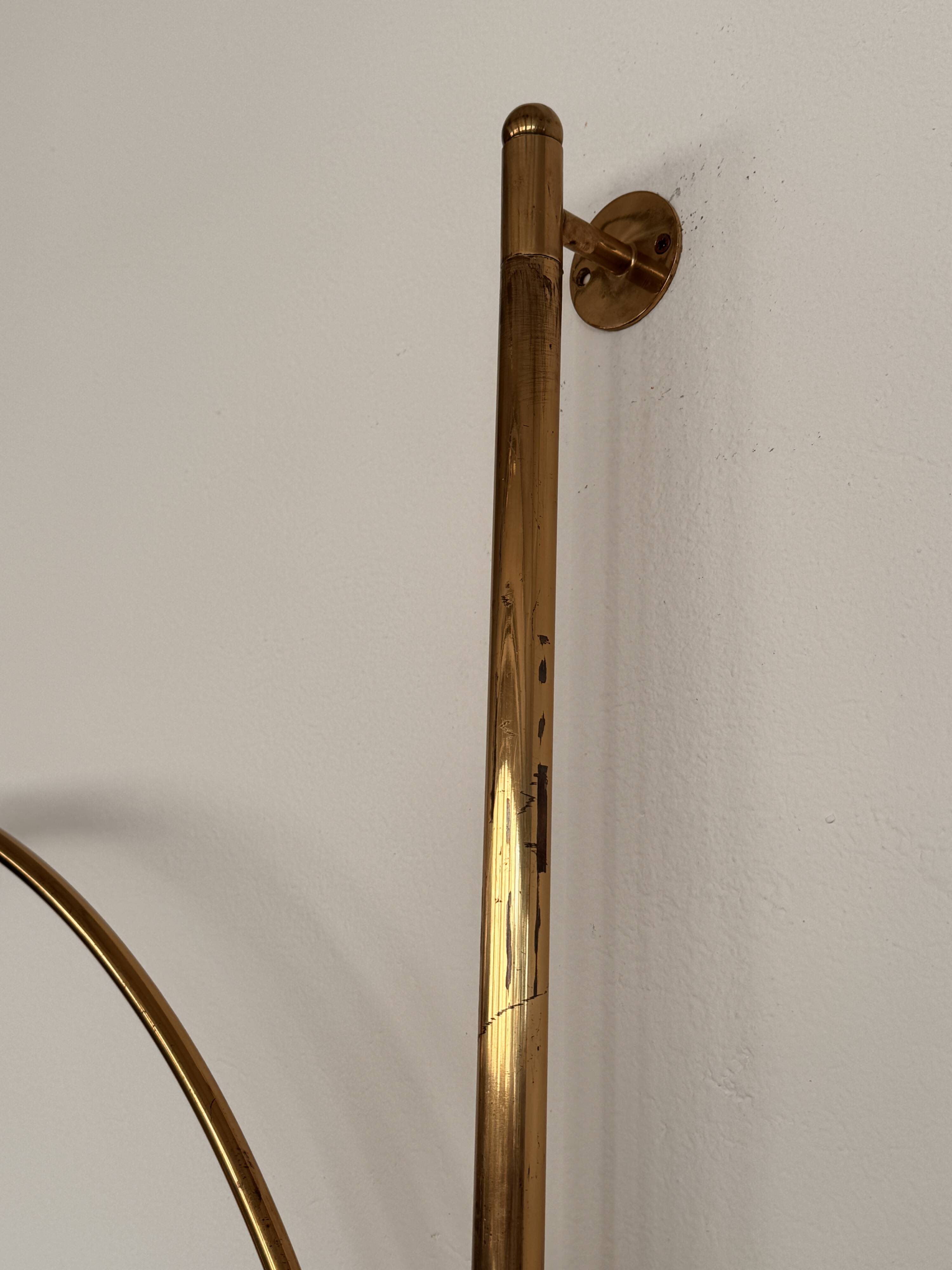 Lampe murale vintage à arc Florian Schulz XL BOCA en laiton, années 1970