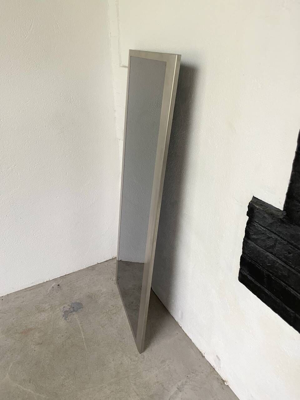Brushed stainless steel mirror circa François Monnet and Joelle Ferlande