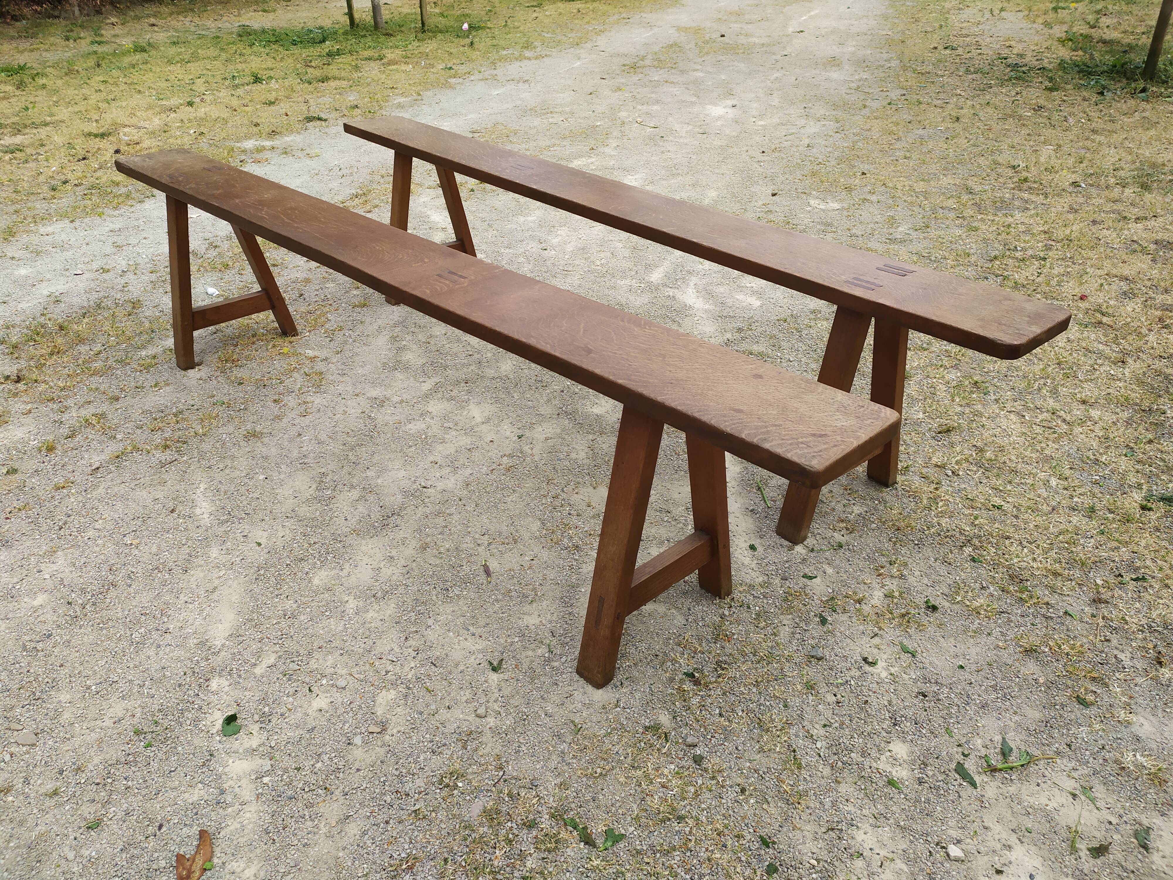 Paire de bancs de ferme 200 cm