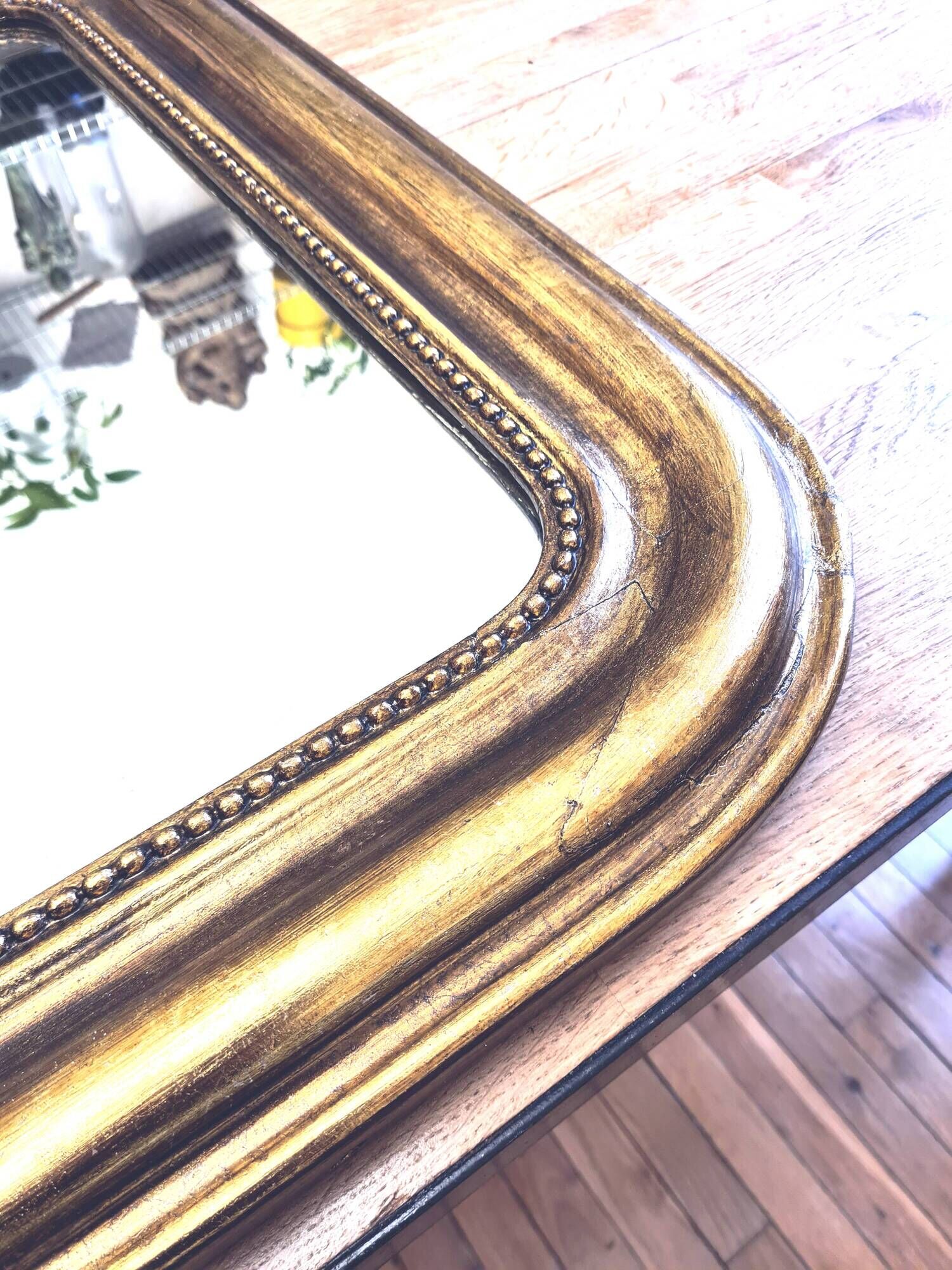 Old large Louis Phillipe mirror, gilded with gold leaf - Emilien"