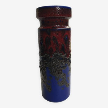 Vase fat lava bleu rouge années 1950 1960